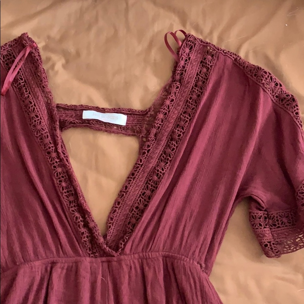 burgundy backless romper